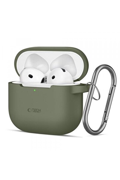 Tech-Protect Carcasă din silicon cu cârlig pentru Apple AirPods 4, verde