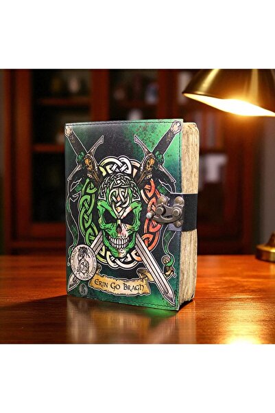 Kuzey Tacı Caiet din piele realizat manual Erin Go Bragh cu tematică celtică - Design gotic Vip