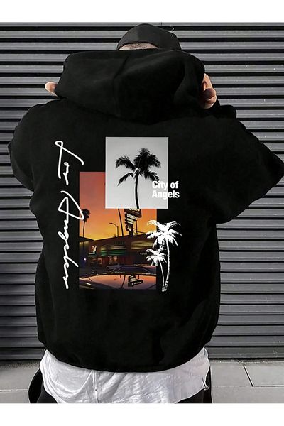 COHERENT Unisex Men/Women Colorful City Custom Printed Cotton Oversize Hooded Sweatshirt