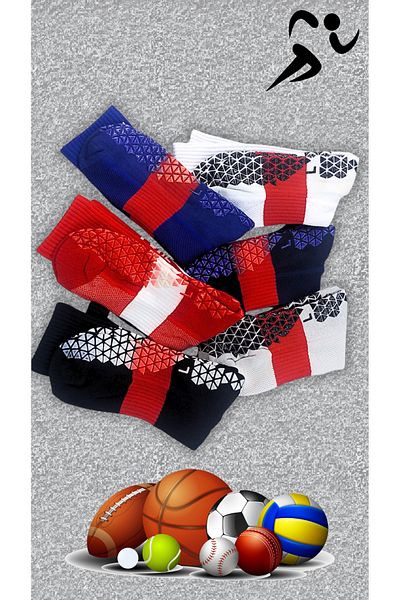 abu rehla A dozen silicone sports socks under the foot for perfect stability during exercise, suitable for home and school use.