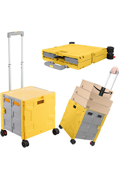 OEM Cărucior de cumpărături portabil, pliabil, cu mâner telescopic, galben