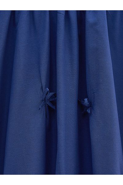 Modamorfo Poplin Skirt with Elastic Waist and Bow Detail - Indigo