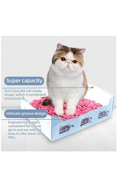 COOYA Disposable Litter Boxes Cats,Thickened Cardboard，Easy To Carry,15.3x11.4x4.7 inch