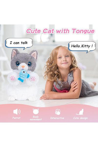 OEM Toy kitten that moves and repeats the sounds around it, blue 26 cm