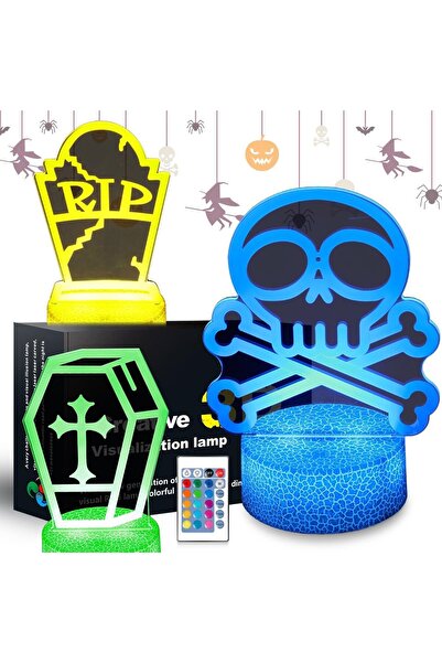 OEM Lampă de noapte 3D cu craniu, 16 culori, telecomandă, alimentare USB sau ...
