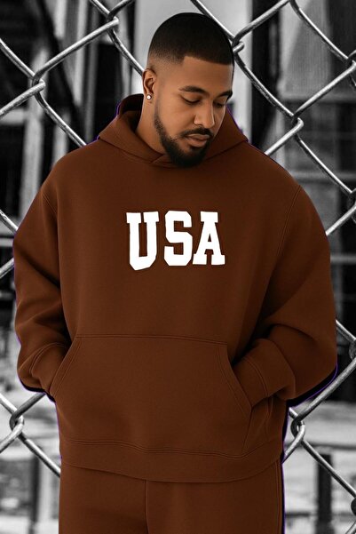 BENROMA 3 Yarn Combed Cotton Usa Printed Oversized Sweatshirt