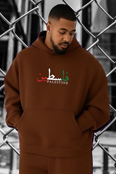 BENROMA 3 Yarn Combed Cotton Palestine Printed Oversized Sweatshirt