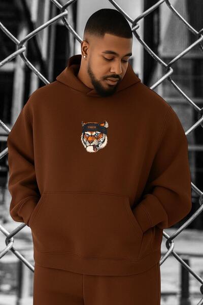 BENROMA Hanorac de mărime mare, din bumbac pieptănat cu 3 fire, cu imprimeu d...