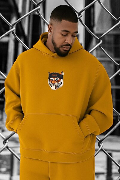 BENROMA سويت شيرت مقاس كبير مطبوع عليه نمر