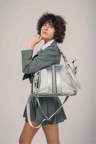 meSga butik Jaxe Gray Skin Shoulder Bag