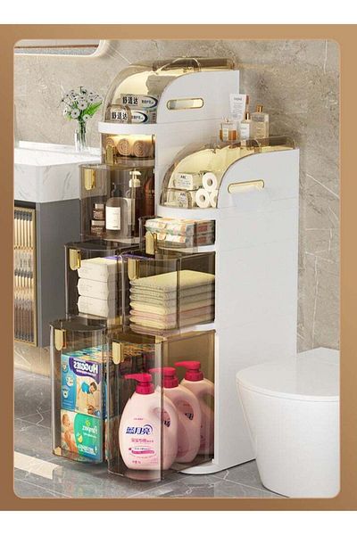 COOYA 4-Tier Stackable Storage Bins,With Lids,2 Openings,360° rotating wheels,18*41*98cm