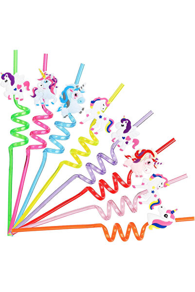 OEM Paie reutilizabile, ondulate cu unicorni, set de 24 de bucăți