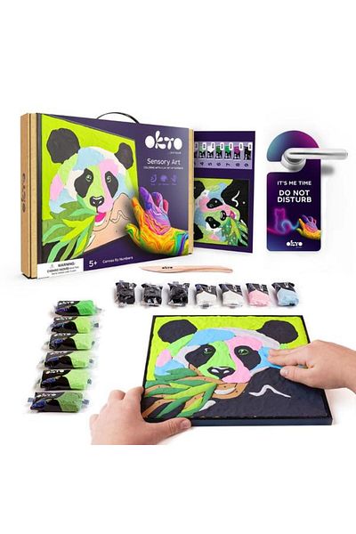 Okto Clay Factory Set de colorat cu lut Sensory Art - Panda, 29 x 29 cm