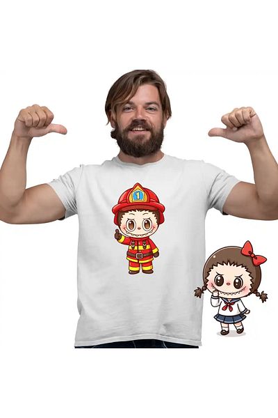 OEM Men's T-Shirt Labubu Firefighter