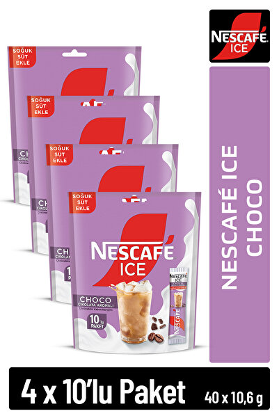 Nescafe ICE Choco Çikolata Aromalı Çözünebilir Kahve 10,6g 10'lu Paket 10X4