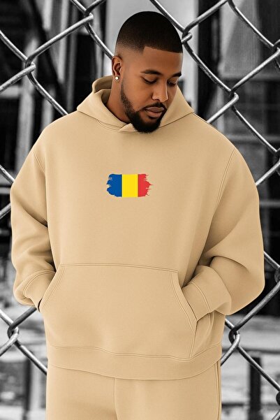 BENROMA سترة رياضية كبيرة الحجم مطبوعة بنمط روماني من القطن الممشط بثلاثة خيوط