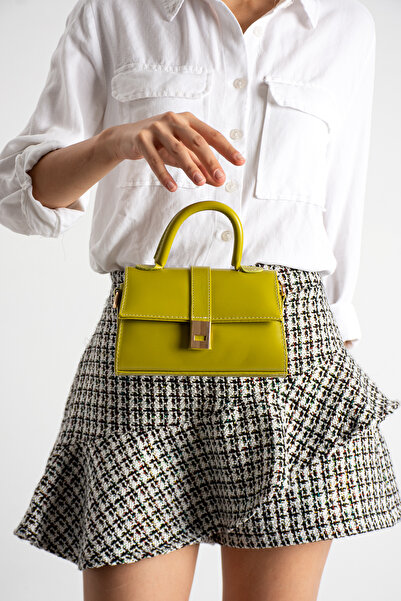 grand coco Kadın Şık Tasarımlı Fıstık Yeşili El Ve Omuz Çantası