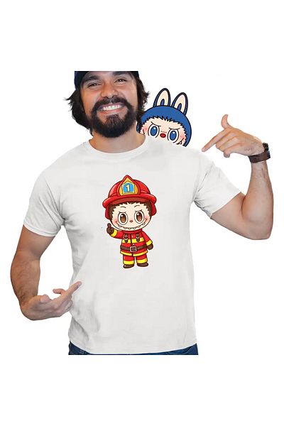 OEM Men's T-Shirt Labubu Firefighter