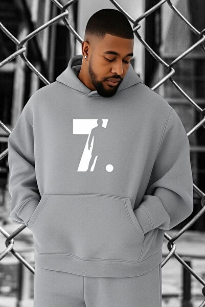 BENROMA 3 Yarn Combed Cotton Cr7 Printed Oversized Sweatshirt