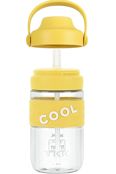 OEM Sticlă de apă din plastic fără BPA, cu mâner de transport, pai, 500 ml, g...