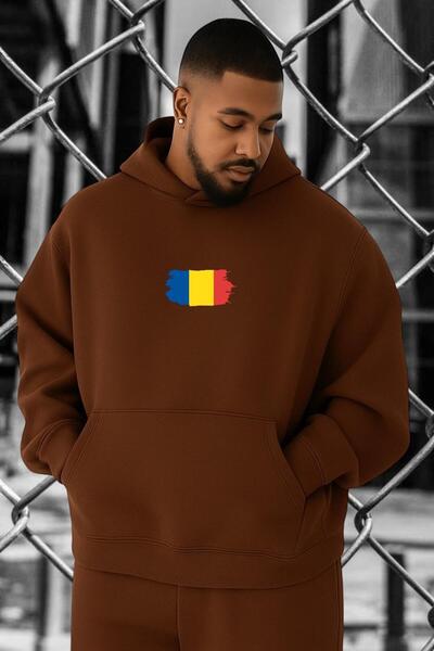 BENROMA Hanorac de mărime mare, din bumbac pieptănat cu 3 fire, cu imprimeu R...