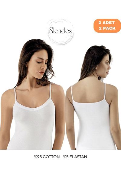Şahinler Women'S, Rope Strap, Shiny Piping, Casual, 95% Cotton 5% Elastane 2-Piece Undershirt