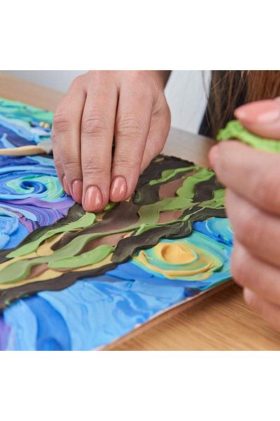 Okto Clay Factory Set pictura 3D cu argila usoara, 30x40cm, Starry night