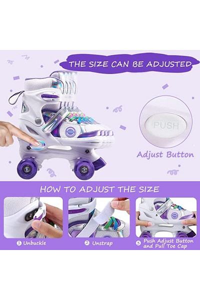Jiffy ETERISH Kid's Adjustable Roller Skates (Purple)
