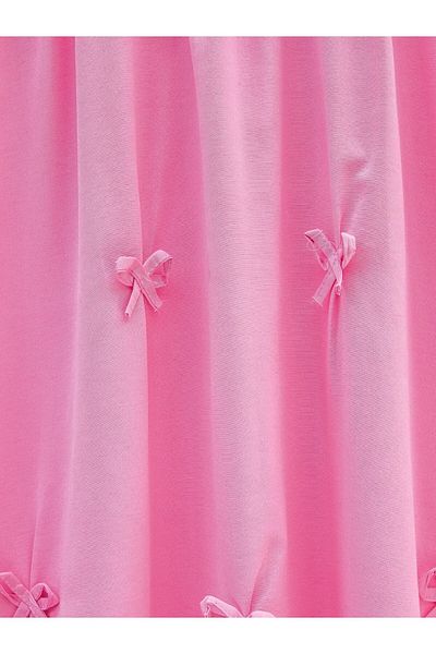 Modamorfo Poplin Skirt with Elastic Waist and Bow Detail - Pink