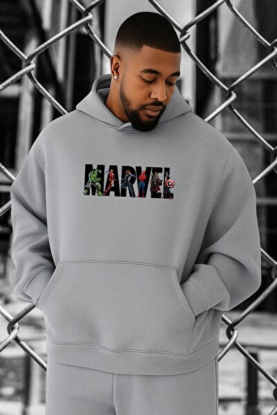 BENROMA 3 İPLİK PENYE MARVEL BASKILI BÜYÜK BEDEN SWEATSHIRT