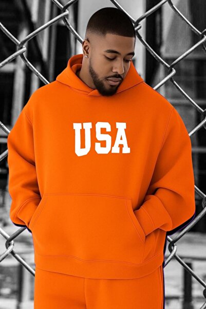 BENROMA Hanorac de marime mare, din bumbac pieptănat cu 3 fire, imprimat în SUA