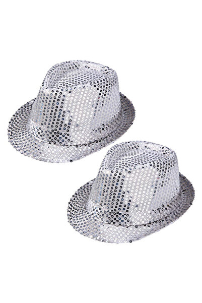 OEM Pălărie de petrecere cu paiete argintii - set de 2 piese