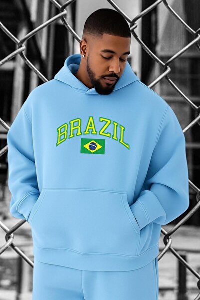 BENROMA 3-нишка джърси бразилска принт суитшърт с голям размер