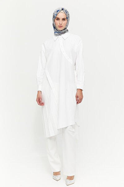 Setrms Piliseli Asimetrik Pamuk Tunik