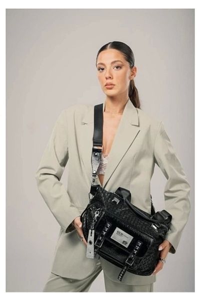 meSga butik Wawin Black Skin Shoulder Bag