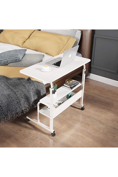 COOYA Adjustable Table Student Computer Desk,with Lockable Wheels,with Storage,for Home Office,80x40cm