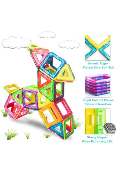 Yelajoy 136- Piece Magnetic Building Blocks,Safe and Durable,Encouraging Imaginative Skills,Gift for Kids