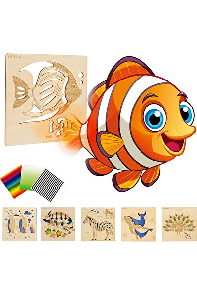 OEM Șabloane de desen din lemn pentru copii, 12 modele de animale și păsări