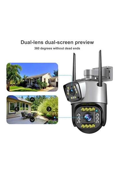 FOXMAG24 Cameră de supraveghere duală, WiFi, Full HD, alarmă, detectare umană, exterior, rezistentă la apă, control prin aplicație