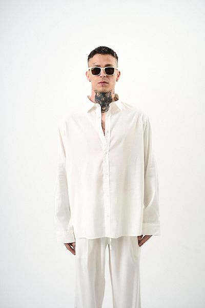 Respire Men's Modal Oversize Shirt White