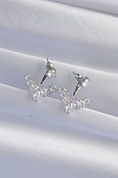 Skygo Brass Silver Color Zircon Stone V Model Earrings - Tj-Bkp9290