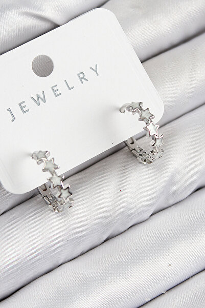 Skygo Brass Zircon Stone Star Model Silver Color Women's Earrings - Tj-Bkp11065