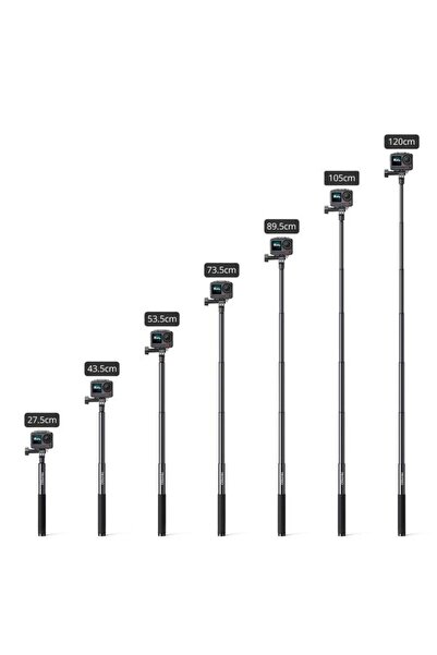 AKASO Stick selfie pentru camere de acțiune AKASO, SYAC0094-BK, 7 niveluri de ajustare, 1,2 m (Negru)