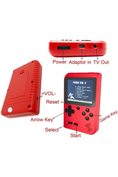 FOXMAG24 Flyme Mini Portable Console, Retro, 400 Classic FC Games, 2.8" Color Screen, Red