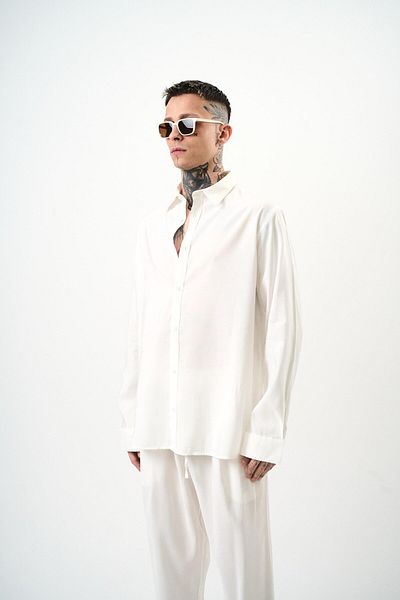 Respire Men's Modal Oversize Shirt White