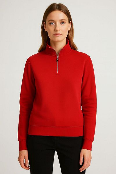 JUDGE 3 Thread Thick Winter Shardonlu Inside Woolen Women's Stand Collar Half Zipper Sweatshirt