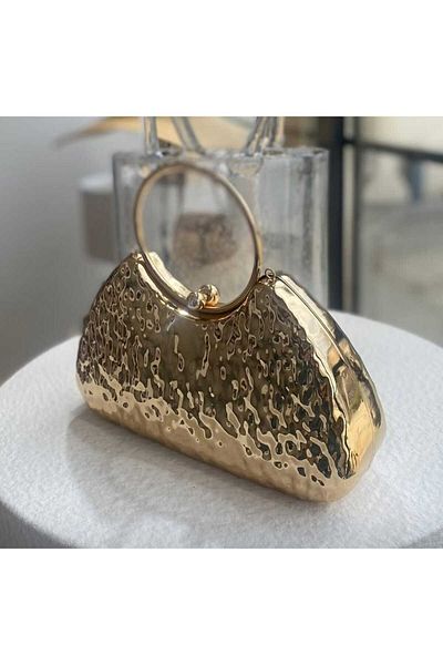 Zeynep Keskin Design Women's Evening Dress Hand and Shoulder Bag, Graduation Bag, Gold Bag, Silver Bag, Metallic Bag