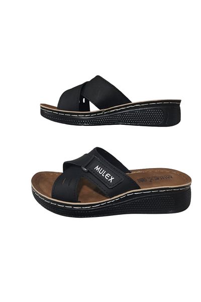 MULEX Black Side Velcro Orthopedic Slippers
