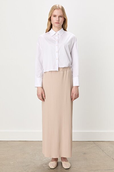 Nihan Örme Piliseli Etek Bej