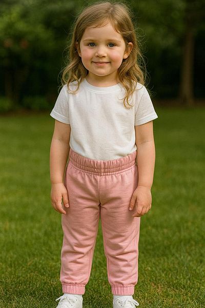 LUESS Girl's 100% Cotton Sweatpants with Elastic Waist and Legs - Pink (2-3 Years 8-9 Years)